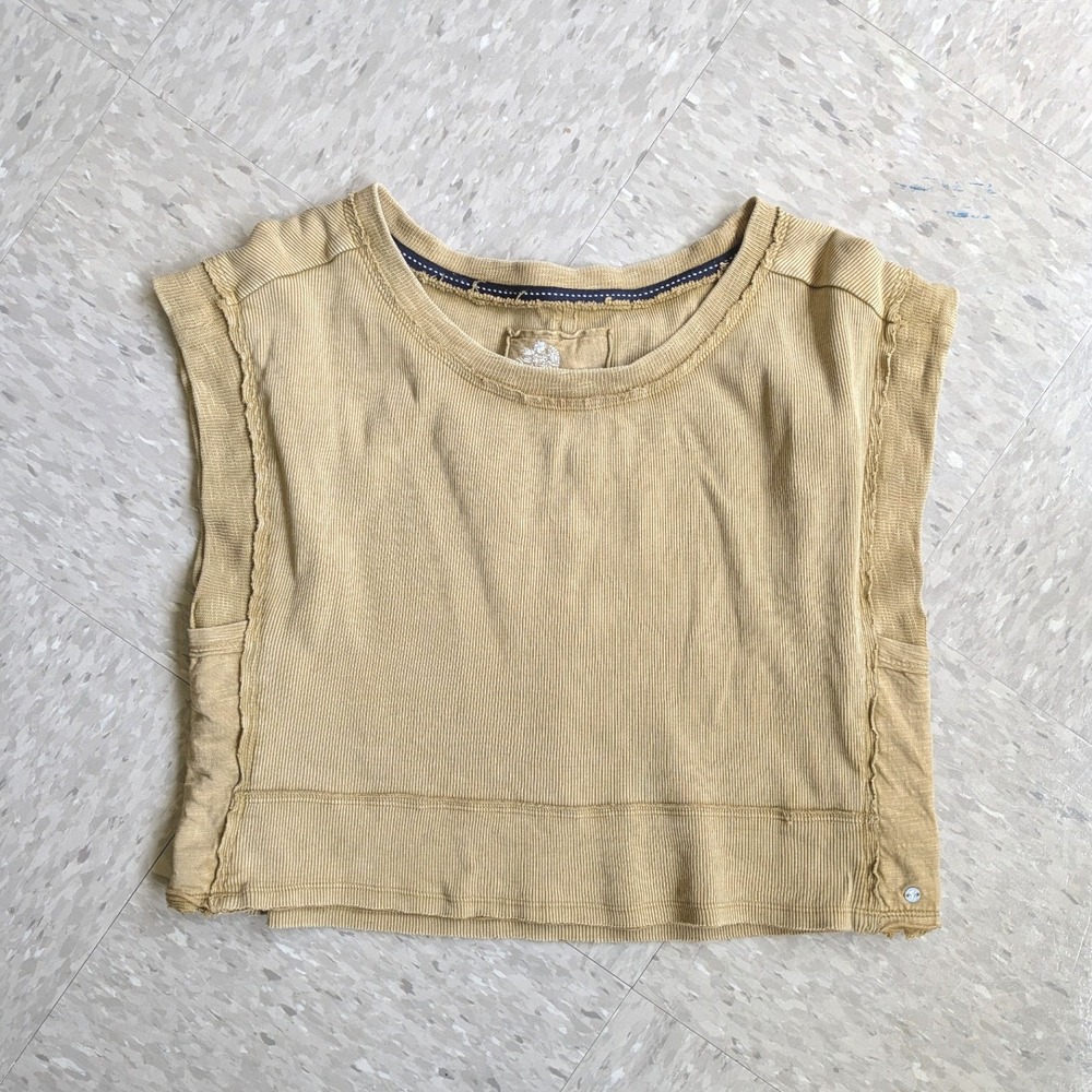 Anthropologie Pilcro Ribbed Knit Tank Faded‎ Mustard Yellow Boho Lagenlook M